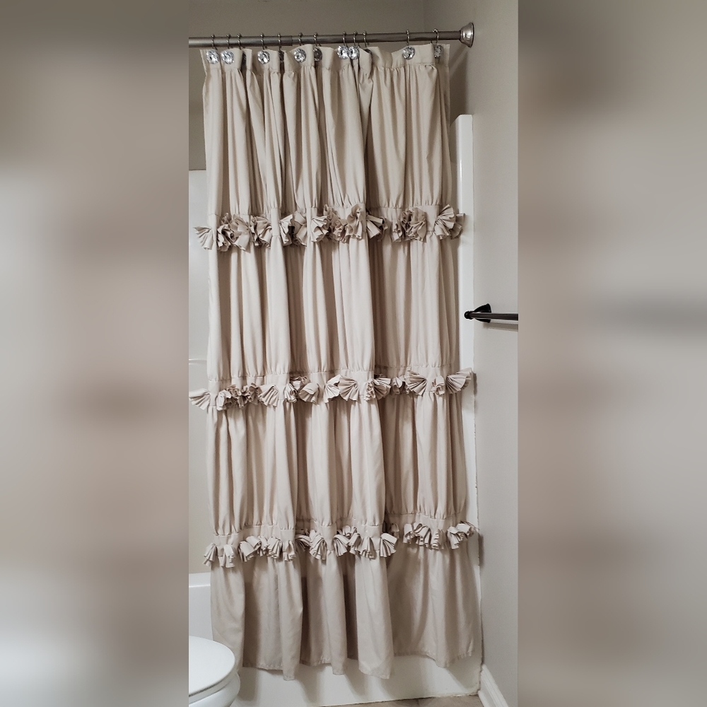 Cute Never Used Beige Shower Curtain